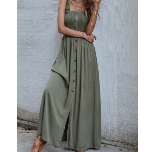 Boho shirred button through maxi dress - Picture 6 of 6